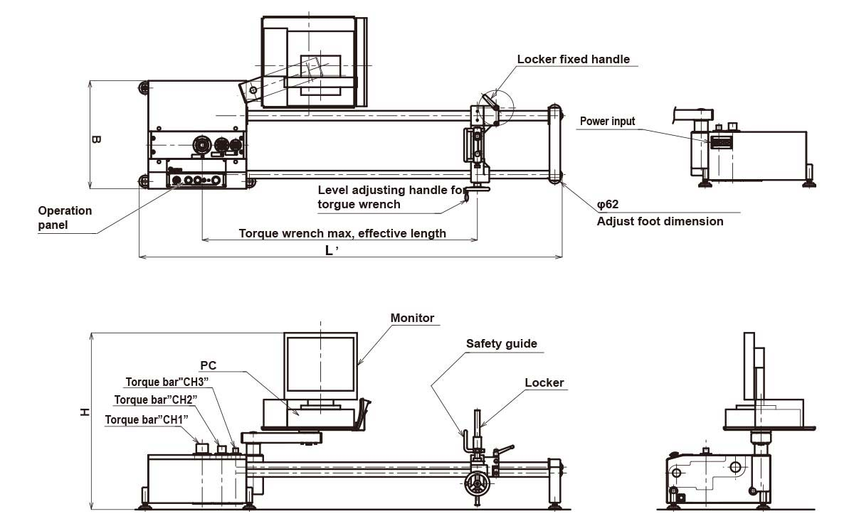 kích thước máy đo mô men xoắn TF200N